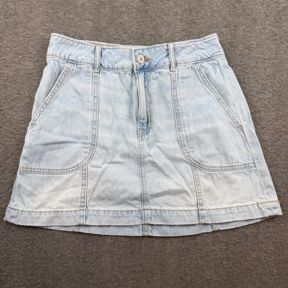 American Eagle‎ Denim Mini Skirt Women's 2 Light Wash High Rise A-Line Seamed